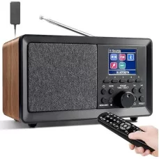 Цифровое ретро-радио (Радиоприемник) Wholeoe Radio D-02 из дерева с пультом управления